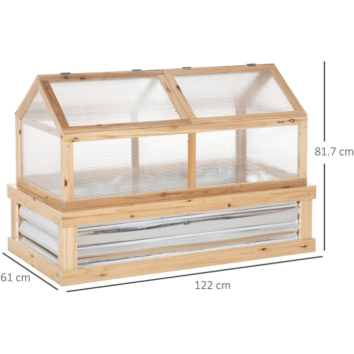 Small Wooden Cold Frame Greenhouse, 122x61x81.7 cm