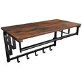 Industrial Wall Mounted Coat Rack With Shelf by Vasagle - black steel frame with rustic brown wooden shelf