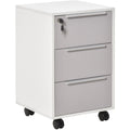 Mobile 3-Drawer File Cabinet, White/Grey Homcom