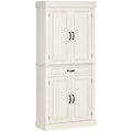 White Wood Grain Kitchen Cupboard with 4 Doors & Shelves Homcom