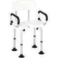 White Shower Chair for Elderly, Adjustable Height Homcom