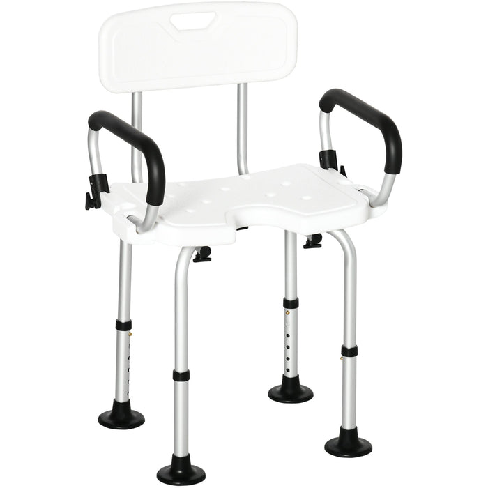 White Shower Chair for Elderly, Adjustable Height
