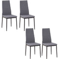 Set of 4 Grey Linen Dining Chairs with Metal Legs Homcom