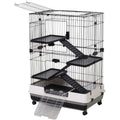 Guinea Pigs Hutch With Ramp - Black & White Pawhut