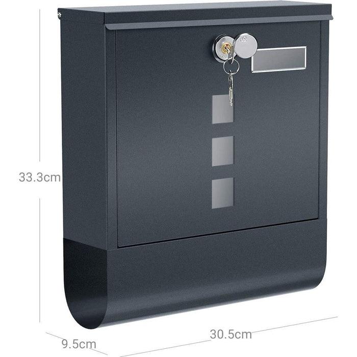 Secure Wall Mounted Letter Box, Grey