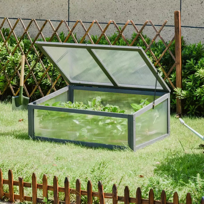 Wooden Cold Frame Greenhouse Grey