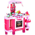 38-Piece Kids Kitchen Play Set, Realistic Sounds, Lights Homcom