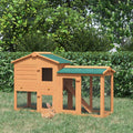 Rabbit 2 Tier Fir Wood Small Animal Hutch w/ Ramp Brown AOSOM