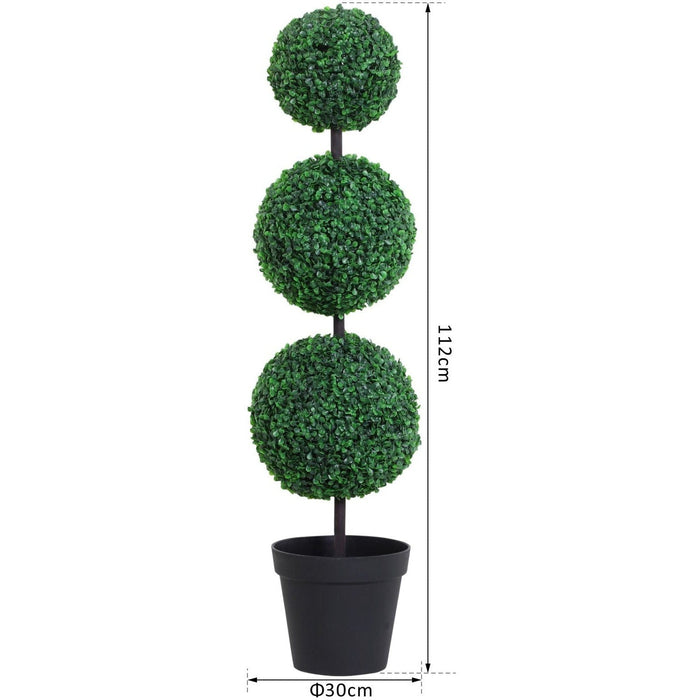 Set of 2 Artificial Boxwood Topiary Trees, Outdoor/Indoor