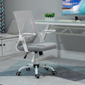 Grey Mesh Swivel Office Chair, Lumbar Support, Flip-Up Arms Homcom
