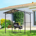 Metal Frame BBQ Gazebo, Hard Roof, 8ft x 5ft Outsunny