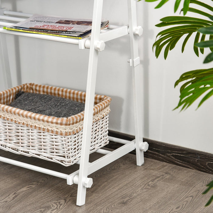 White Foldable Clothes Rack with 2 Shelves