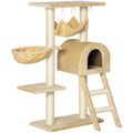 Beige Cat Tree with Hammock & Scratch Post (98cm) Pawhut