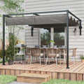 Wall Mounted Pergola Kit With Retractable Roof, Grey, (2x3m) Outsunny