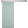 Frosted Glass Sliding Barn Door Kit w/ Stripes Homcom