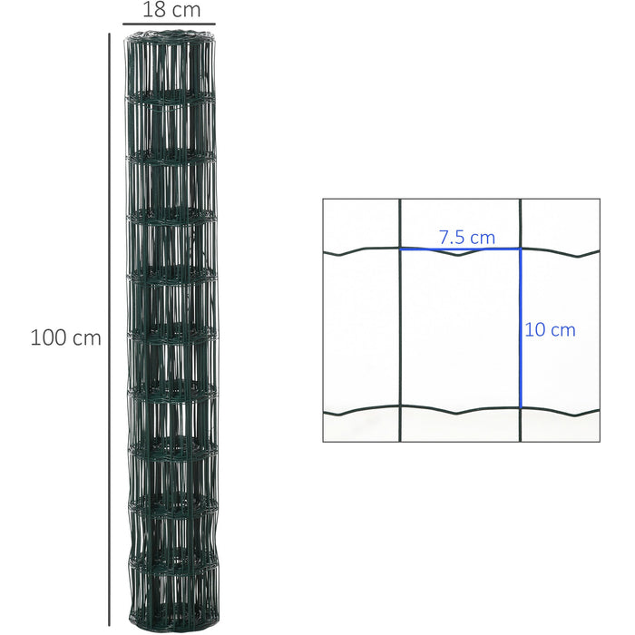 PVC Coated Chicken Wire Mesh, 1mx10m, Green
