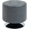 HOMCOM 360° Swivel Foot Stool Round PU Ottoman with Thick Sponge Padding and Solid Steel Base, Grey Homcom