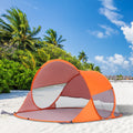 Pop Up Beach Tent for Instant Sun Shade and Easy Setup for 1–2 People Orange Outsunny