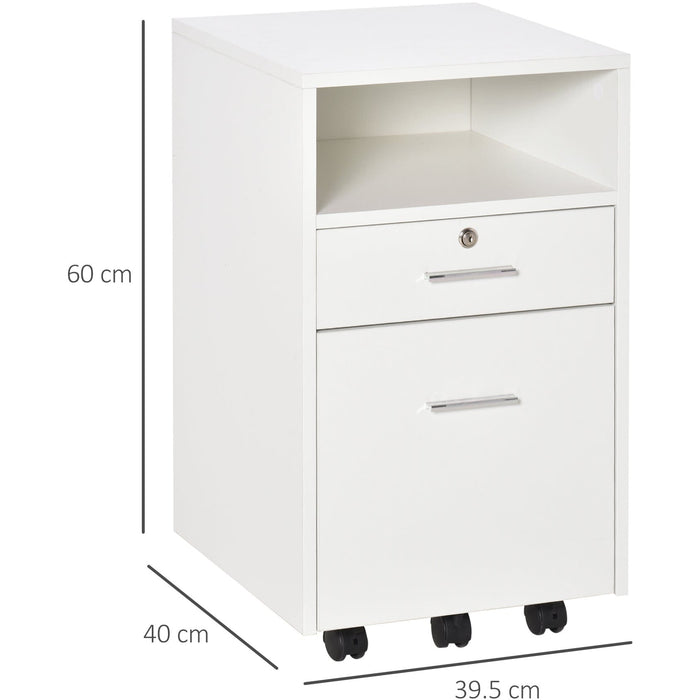 Mobile File Cabinet 39.5x40x60cm White