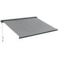 Outsunny Retractable Manual Awning Cassette Electric Motorised Door Window Patio Canopy Sun Shade w/ R/C & LED, 350 x 300cm, Grey Outsunny