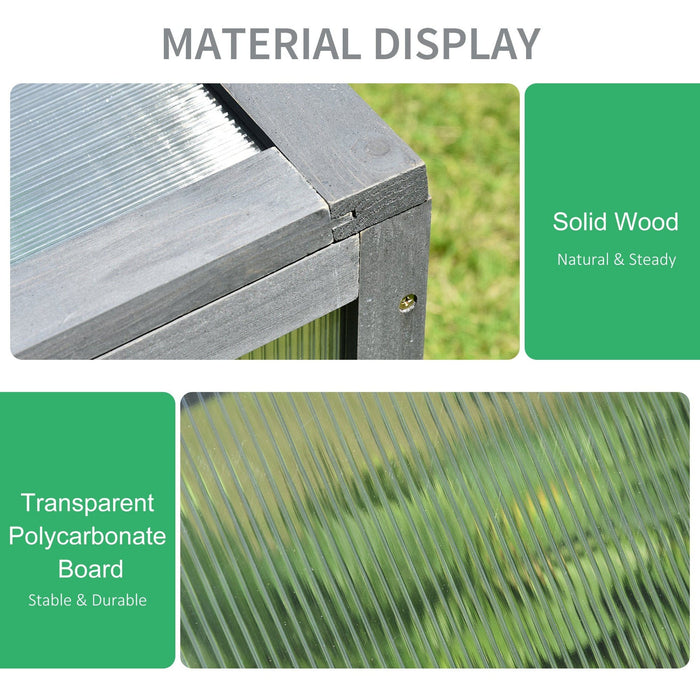 Wooden Polycarbonate Cold Frame Greenhouse, 100x65x40cm