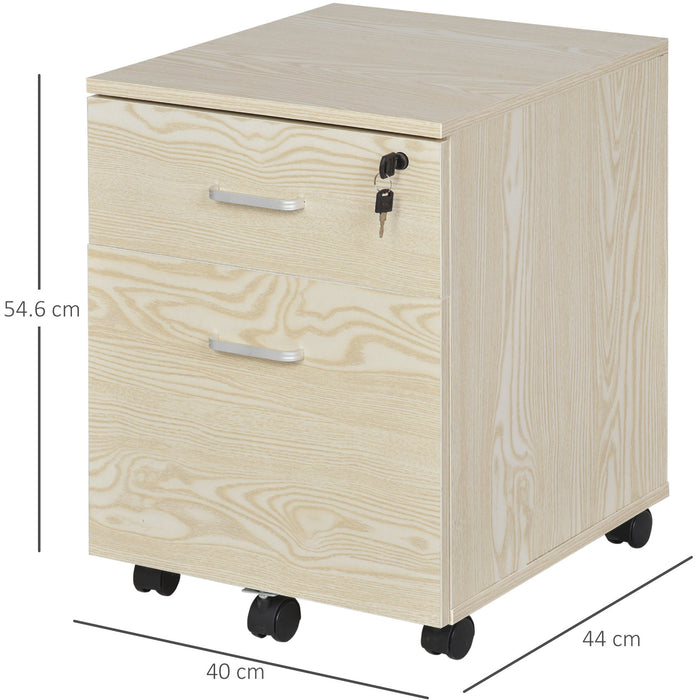 2-Drawer Locking Filing Cabinet, Oak