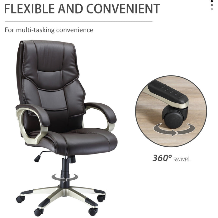 Brown High-Back Home Office Chair with Adjustable Height