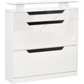 High Gloss Shoe Cabinet - 3 Drawers, Holds 14 Pairs Homcom