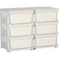 ZONEKIZ Cream 3-Tier Kids Toy Storage with 6 Drawers AOSOM