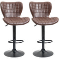Set of 2 Leather Swivel Bar Stools With Backs Homcom