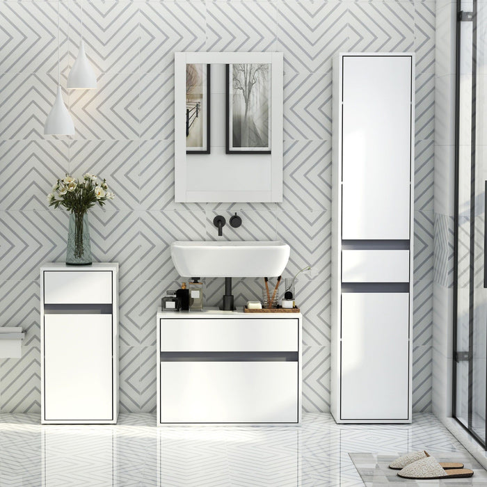 White Bathroom Cabinet Freestanding - 73H x 35W x 31Dcm