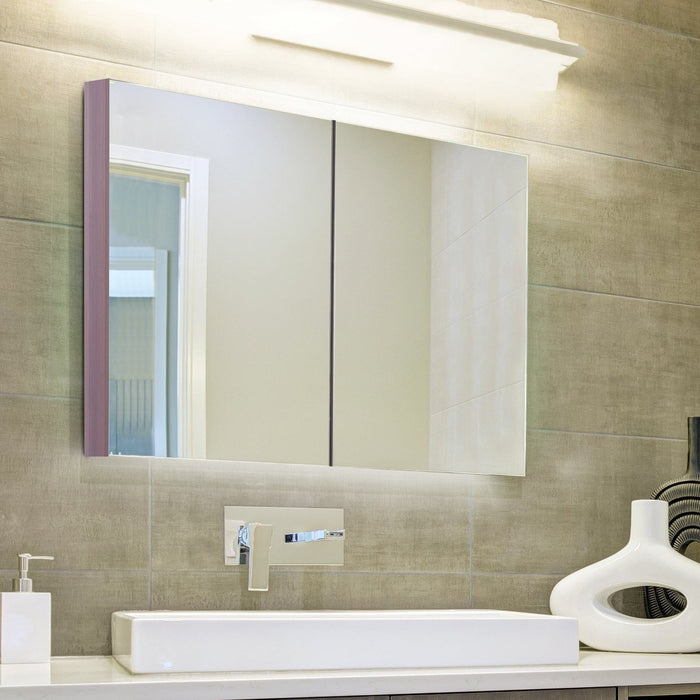Bathroom Cabinet With Mirror, 63W x 13.5D x 60H cm, Walnut
