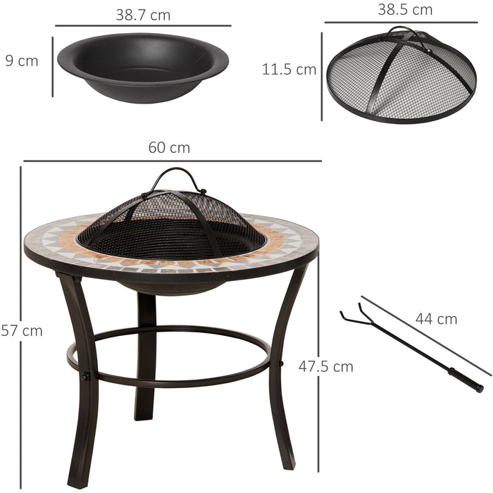 60cm Outdoor Mosaic Fire Pit Table