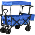 Folding Trolley Cart w/ Canopy, Blue Outsunny