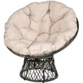 360° Swivel Rattan Garden Chair with Padded Cushion Outsunny