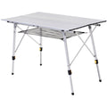 Portable Aluminium Picnic Table with Adjustable Height and Mesh Storage for Camping Silver Outsunny