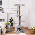 Multi-Level Cat Tower, Scratching Post, Condo, Plush Perches Pawhut