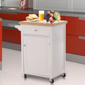 Kitchen Storage Trolley, Drawer, Cupboard, Towel Rail, White Homcom