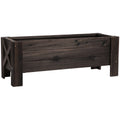 Raised Wooden Planter for Easy Gardening on Patios Balconies or Gardens Carbonised Outsunny