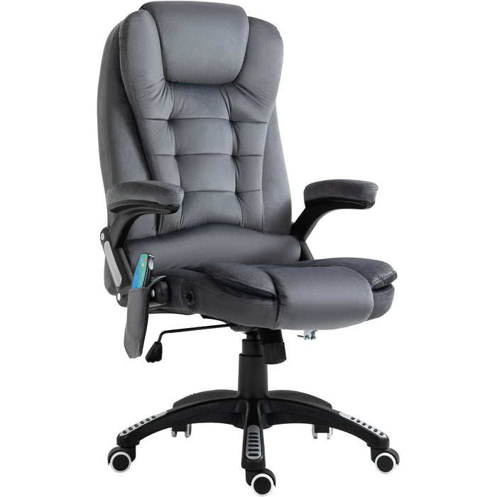 Grey Velvet Heated Massage Chair