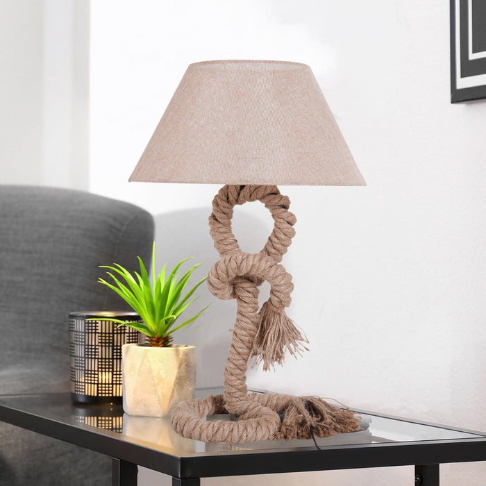 Nautical Twisted Rope Table Lamp, Beige