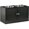 Raised Dog Bowls with Stand, 2 Bowls - Black, 60x30x35.5cm Pawhut