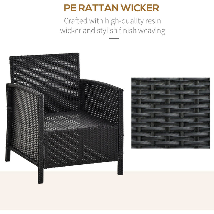 Rattan Garden Bistro Set With Comfy Armchairs