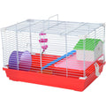 Dwarf Hamster Cage with Tunnels, Red & White Pawhut