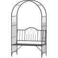 Metal Garden Arbour Bench for Two with High Arch for Climbing Plants Black Outsunny