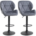Set of 2 Grey Bar Stools With Backs Homcom