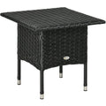 Outsunny Garden Rattan Table with Plastic Board - Black Outsunny