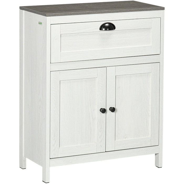 White Freestanding Bathroom Floor Cabinet With Drawer
