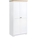 HOMCOM 172cm Wooden Storage Cabinet Cupboard With 2 Doors 4 Shelves White Pantry Closet Homcom