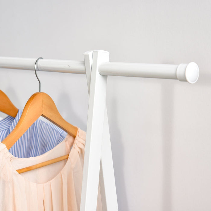 White Foldable Clothes Rack with 2 Shelves